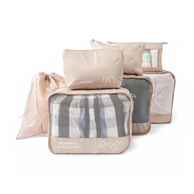 7 Piece Packing Cube, Beige - Anko