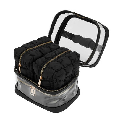 4 Piece Makeup Bag Set, Black - OXX Cosmetics