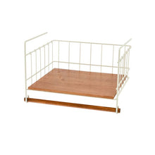 Off White and Acacia Undershelf Basket - Anko