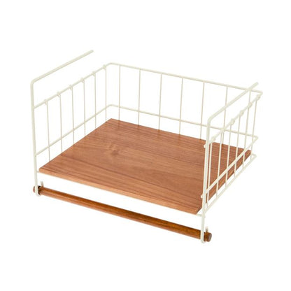 Off White and Acacia Undershelf Basket - Anko