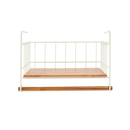Off White and Acacia Undershelf Basket - Anko