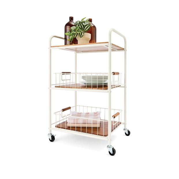 Off White and Acacia Trolley - Anko