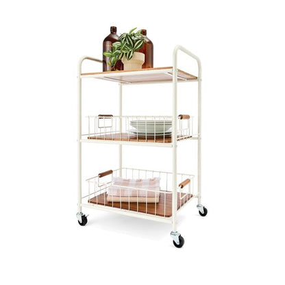 Off White and Acacia Trolley - Anko