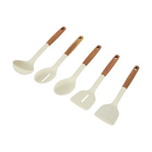 Set of 5 Silicone Utensils with Acacia Handles - Anko