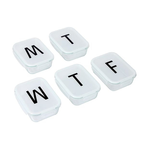 Monday-Friday Glass Food Storage Set - Anko