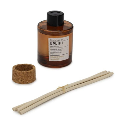 Aroma Uplift Lemongrass & Ginger Essential Oil Blend Liquid Reed Diffuser 130ml - Anko