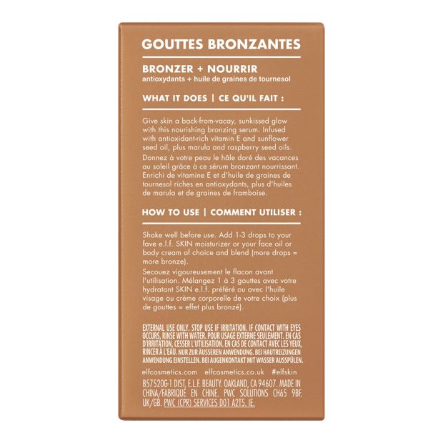 e.l.f. Skin Bronzing Drops - Copper Gold, Vitamin E and Sunflower Seed Oil