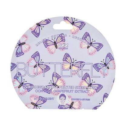 Butterfly Printed Sheet Mask 20ml, Grapefruit Extract - OXX Skincare