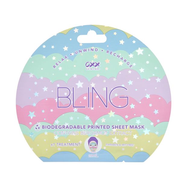 Bling Printed Sheet Mask 20ml, Bergamot Extract - OXX Skincare