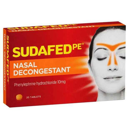 20 Pack Sudafed PE Nasal Decongestant Tablets