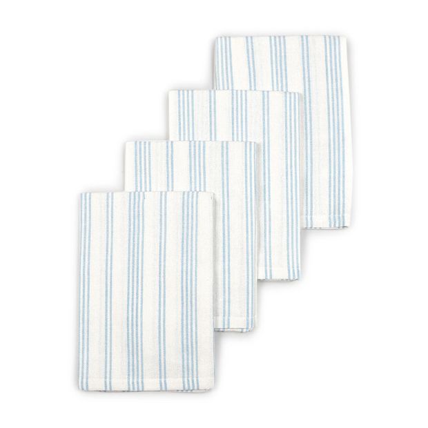 4 Pack Blue Stripe Napkins - Anko