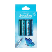 4 Pack Glitter Brush Markers, Blue - Anko