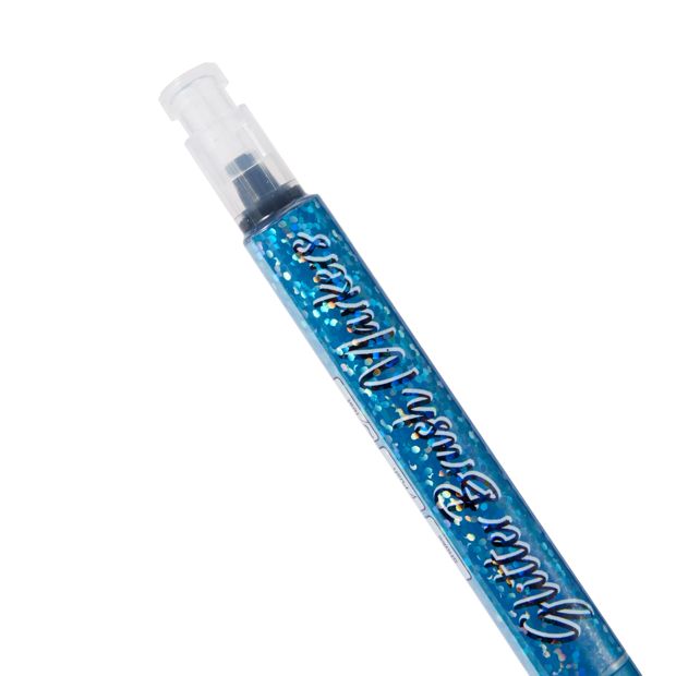 4 Pack Glitter Brush Markers, Blue - Anko
