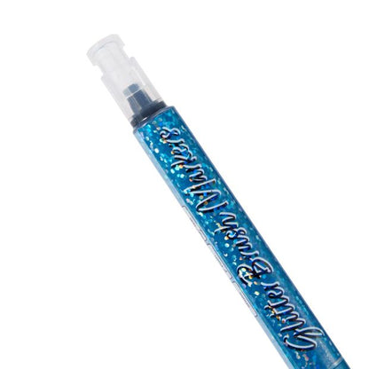 4 Pack Glitter Brush Markers, Blue - Anko