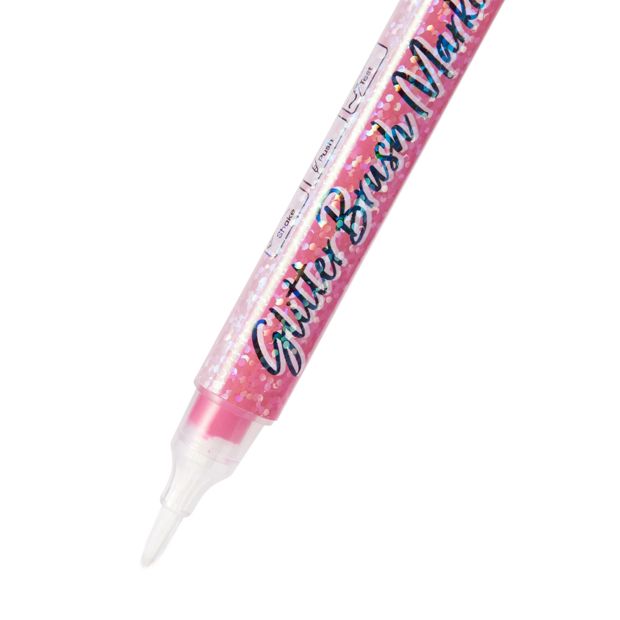 4 Pack Glitter Brush Markers, Pink - Anko