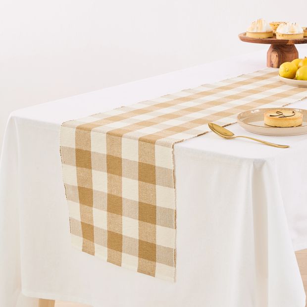 Natural Gingham Table Runner - Anko