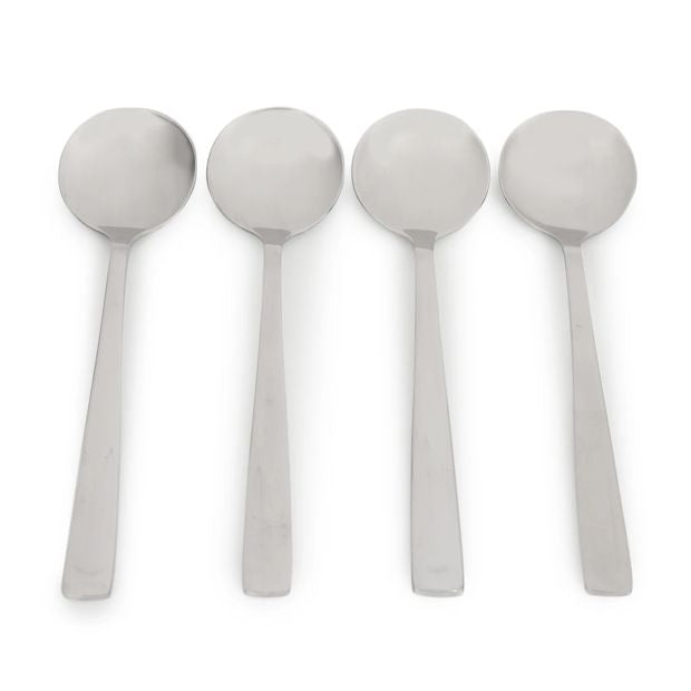 4 Pack Silver Hawthorne Soup Spoons - Anko