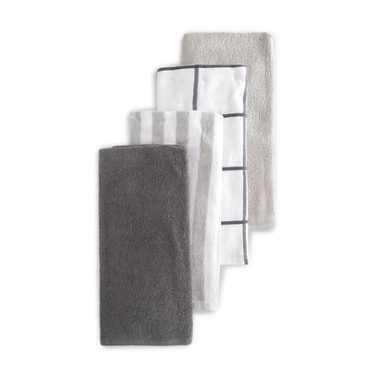 4 Pack Grey Linear Terry Tea Towels - Anko