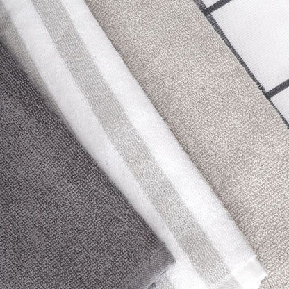 4 Pack Grey Linear Terry Tea Towels - Anko