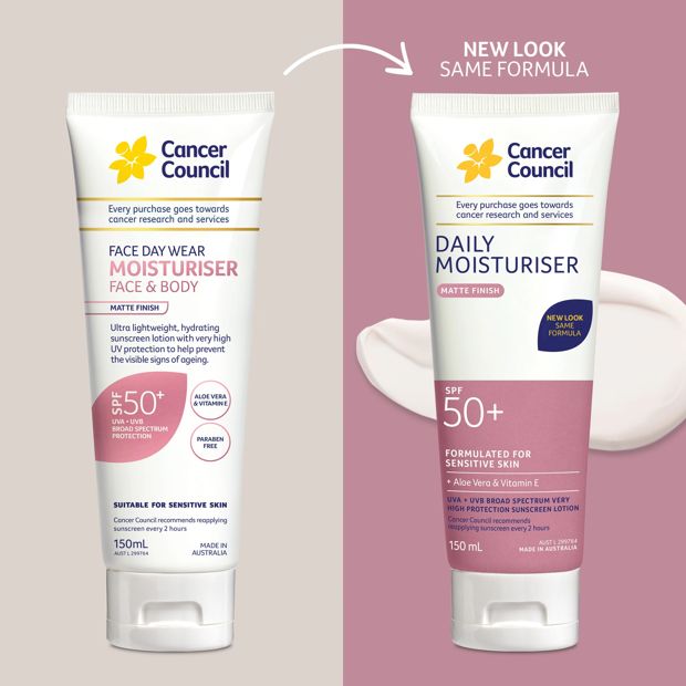 Cancer Council SPF50+ Daily Moisturiser 150ml - Aloe Vera and Vitamin E