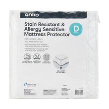 Stain Resistant and Allergy Sensitive Mattress Protector, Double Bed, White - Anko