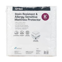 Stain Resistant and Allergy Sensitive Mattress Protector, King Bed, White - Anko