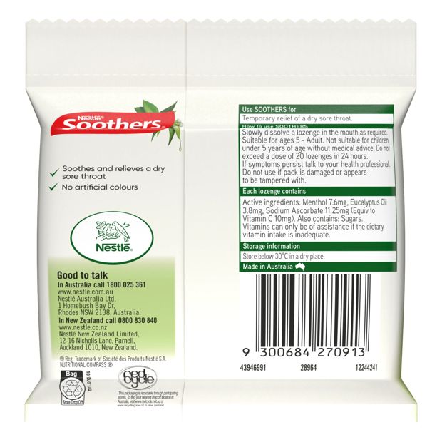 3 Pack Nestle Soothers Eucalyptus & Menthol Lozenges