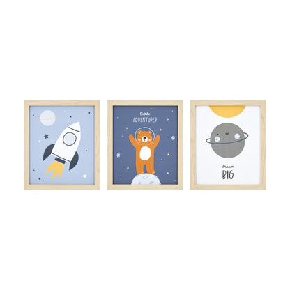 3 Pack Nursery Framed Canvas - Space - Anko