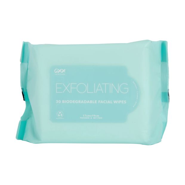 30 Pack Exfoliating Biodegradable Facial Wipes - OXX Skincare