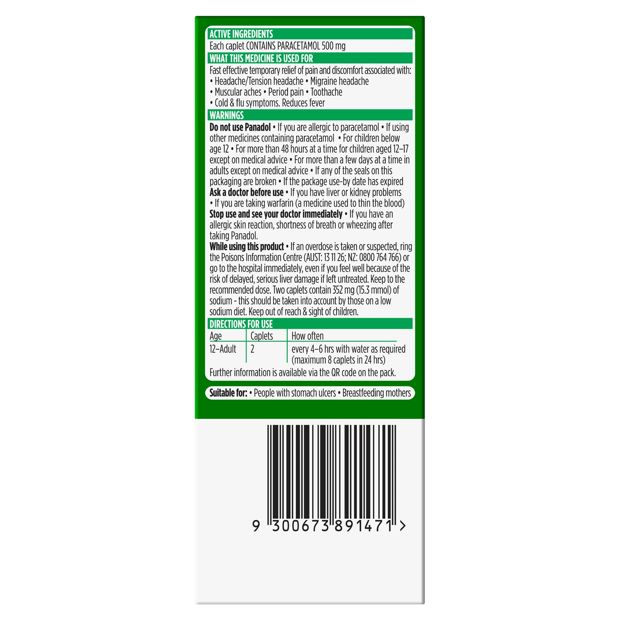 16 Pack Panadol Rapid Paracetamol 500mg
