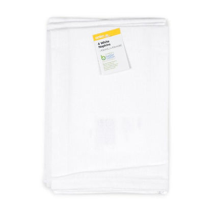 4 Pack White Napkins - Anko