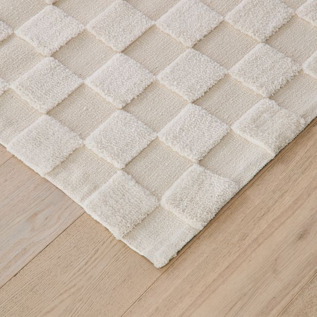 Check Rug, Natural, Small, 140cm x 70cm - Anko