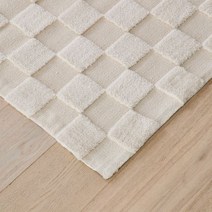 Check Rug, Natural, Small, 140cm x 70cm - Anko