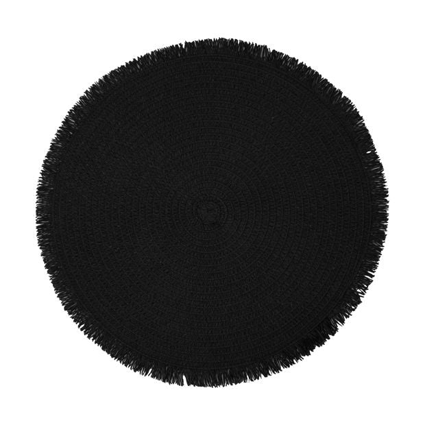 Black Round Fringe Placemat - Anko
