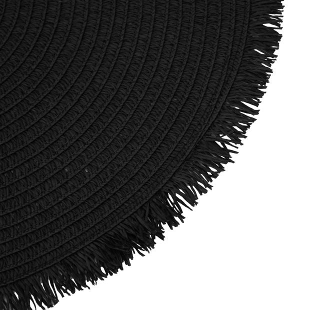 Black Round Fringe Placemat - Anko