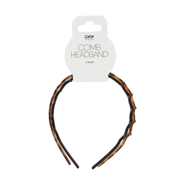 2 Pack Comb Headband, Black and Brown - OXX Haircare