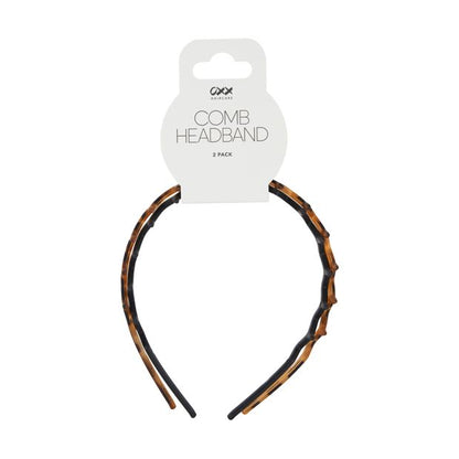 2 Pack Comb Headband, Black and Brown - OXX Haircare