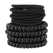 12 Pack Hair Elastics, Black - OXX Haircare