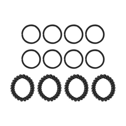 12 Pack Hair Elastics, Black - OXX Haircare