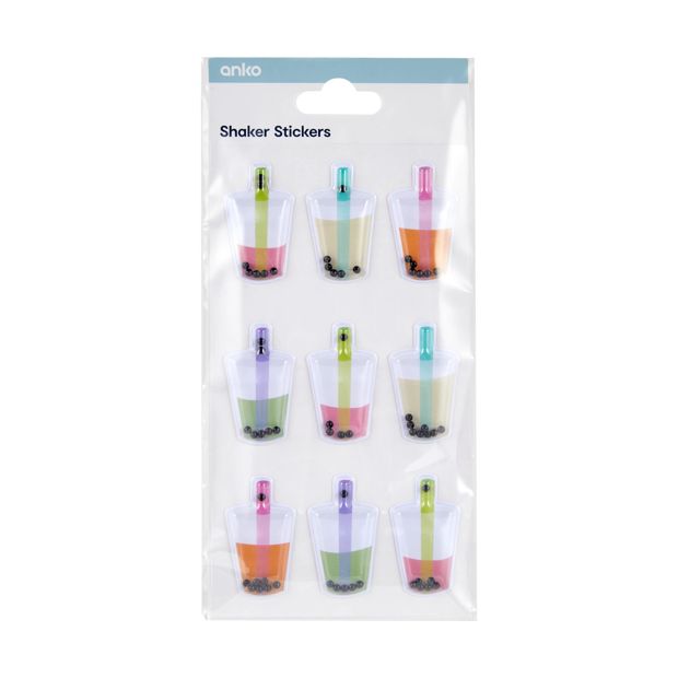 9 Piece Shaker Stickers, Bubble Tea - Anko