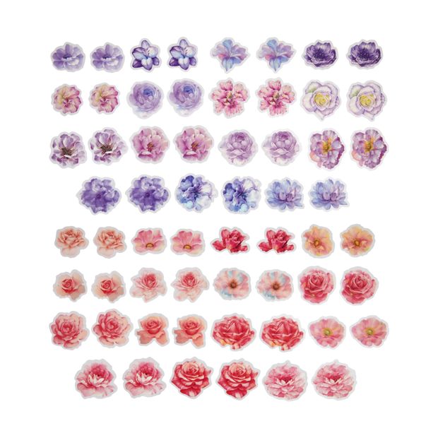 60 Pack Transparent Stickers, Flowers - Anko