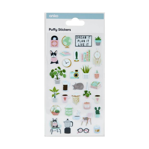 33 Piece Puffy Stickers, Home - Anko