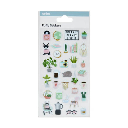 33 Piece Puffy Stickers, Home - Anko