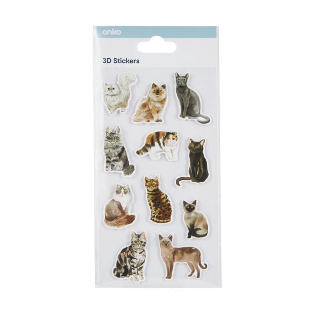 3D Stickers Sheet, Cats - Anko