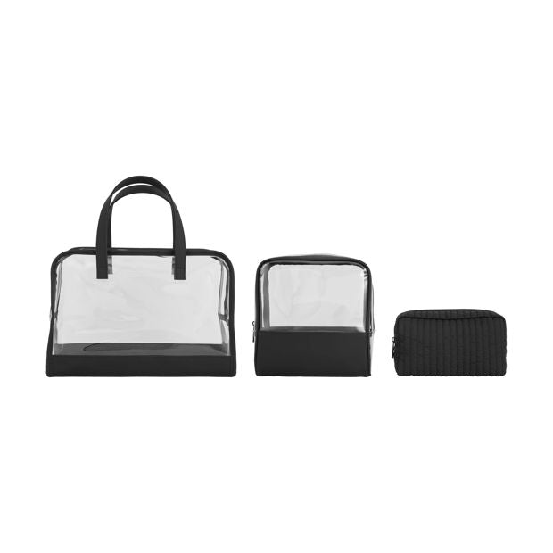 3 Piece Makeup Bag, Black - OXX Cosmetics