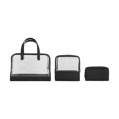 3 Piece Makeup Bag, Black - OXX Cosmetics