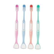 4 Pack Toothbrush with Tongue Cleaner, Orange, Green, Blue and Pink - OXX Bodycare