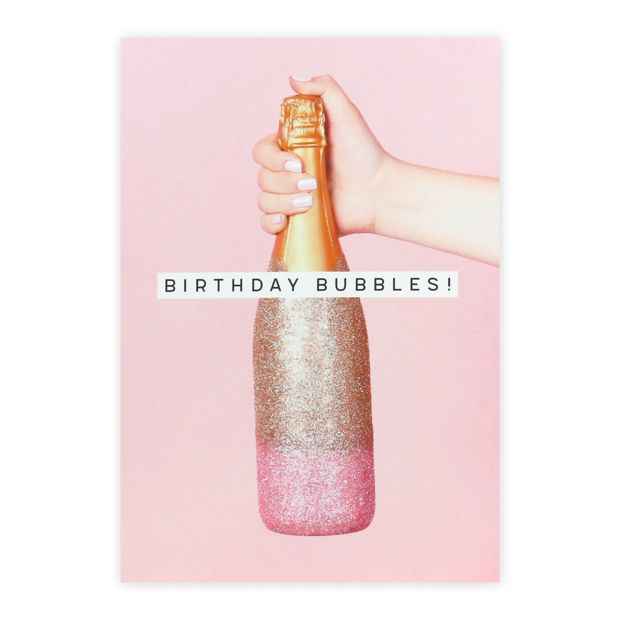 Birthday Card - Bubbles and Glitter Design