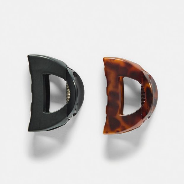 2 Pack Black and Brown Small Frame Claw Hair Clips - OXX Haircare