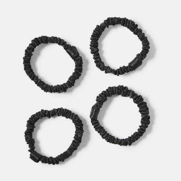 4 Pack Ruched Hair Elastics, Black - OXX Haircare